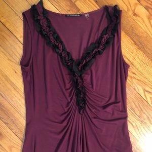 Elie Tahari sleeveless purple and black top